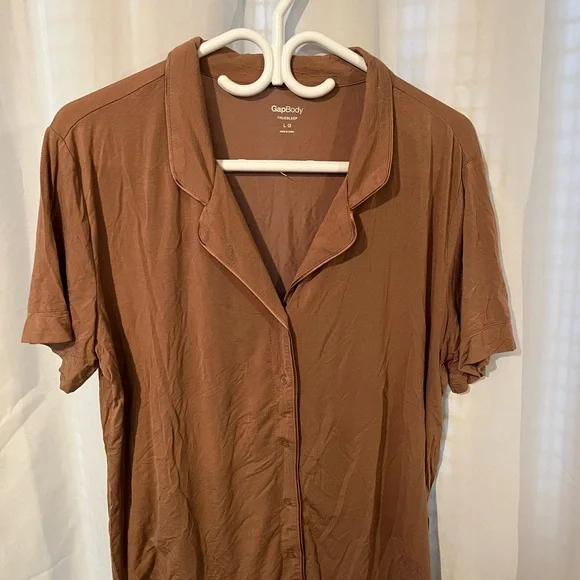 SAVE 💸 BUNDLE INTIMATE/PJS! 🎀🤎 GapBody True Sleep Brown Pajama Button Up (L) - Picture 2 of 3